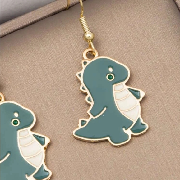 Boutique 9 Jewelry - DARK GREEN DANGLE DINOSAUR EARINGS